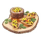 9 Inch x 9 Inch Acacia Serving Board, 1 Round Wood Platter With Bark - Varnished With Bark Edges, Sm | Amazon (US)