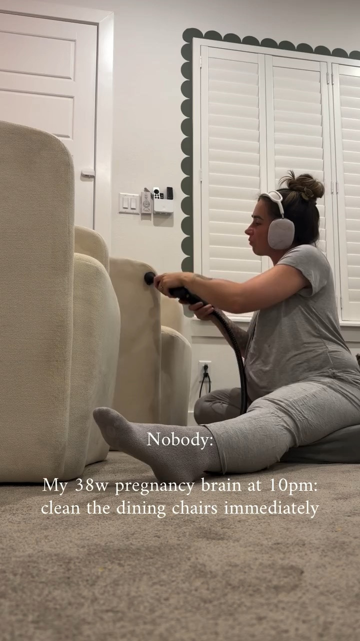 What’s the weirdest thing you cleaned before baby arrived? 👇
Comment “STEAM” for my steamer and upholstery / carpet cleaner used in this video 
#pregnant #momof3 #pregnancy #nesting #cleaning