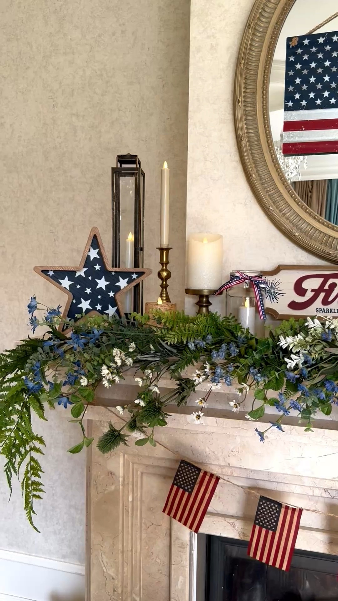 Fourth of July decor, Memorial Day, red white and blue, American flag decorations, living room mantel decor 

#LTKHome #LTKSaleAlert #LTKSeasonal