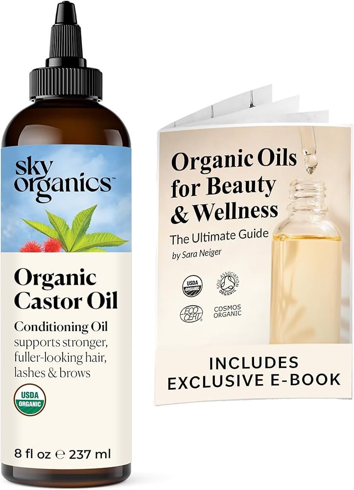 Sky Organics - 8 oz Organic Castor Oil | 100% Pure Cold Pressed Castor Hair Oil for Scalp, Lashes... | Amazon (US)