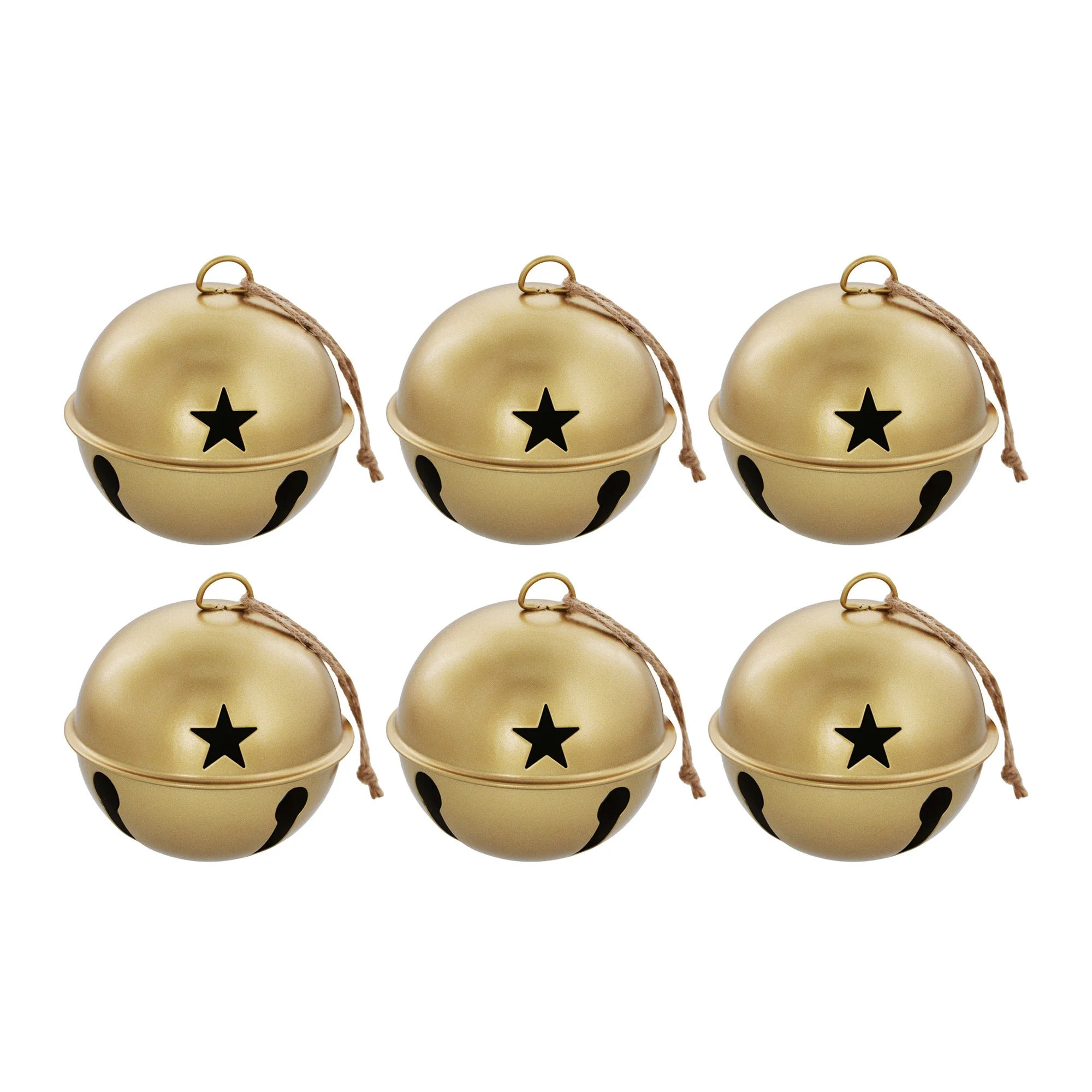 Haute Decor Jingle Bell Ornaments (large version) - 6 Pack - Burnished Gold - Walmart.com | Walmart (US)