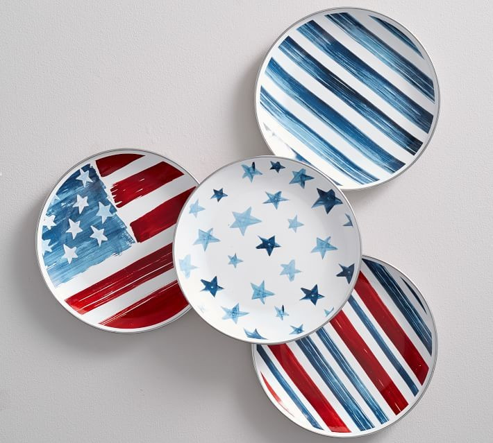 Americana Watercolor Enamel Salad Plates, Set of 4 - Assorted | Pottery Barn (US)