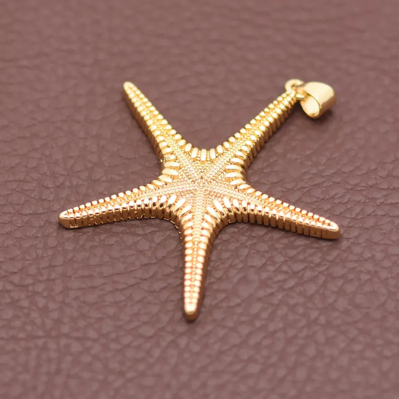Sea Star Charm, 18K Gold Filled Textured Starfish Pendant for DIY Jewelry Making Necklace Craft 3... | Etsy (Global)