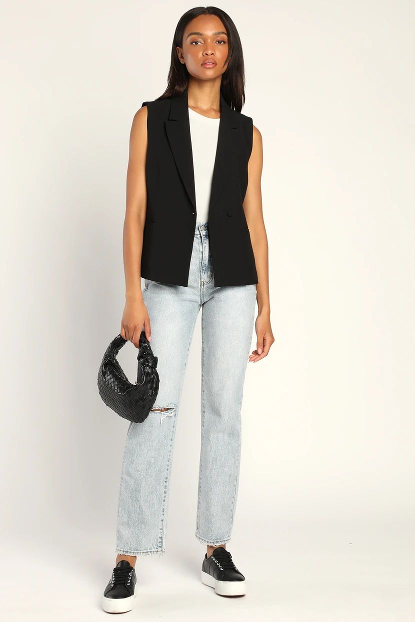 Pursuit of Style Black Collared Sleeveless Blazer | Lulus (US)
