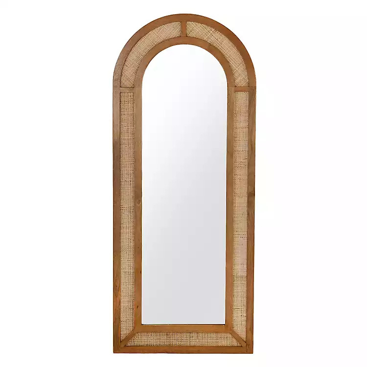 New! Corey Wood and Cane Arch Leaner Mirror | Kirklands