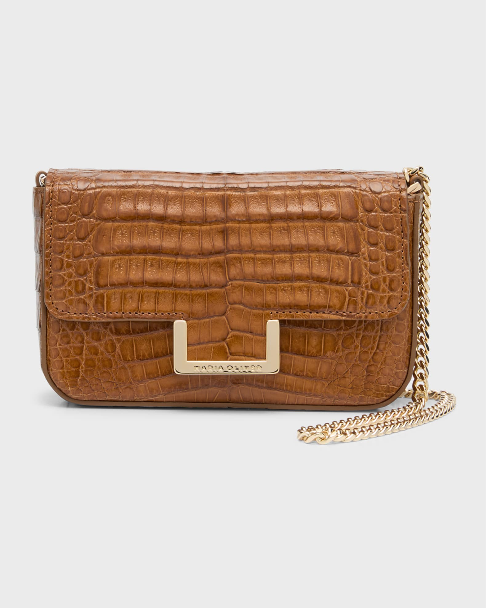 Maria Oliver Manuela Crocodile Chain Crossbody Bag | Neiman Marcus
