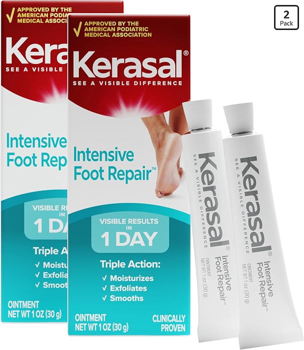 Kerasal Intensive Foot Repair Skin Healing Ointment for Cracked Heels and Dry Feet 1 oz , 2 Count... | Amazon (US)