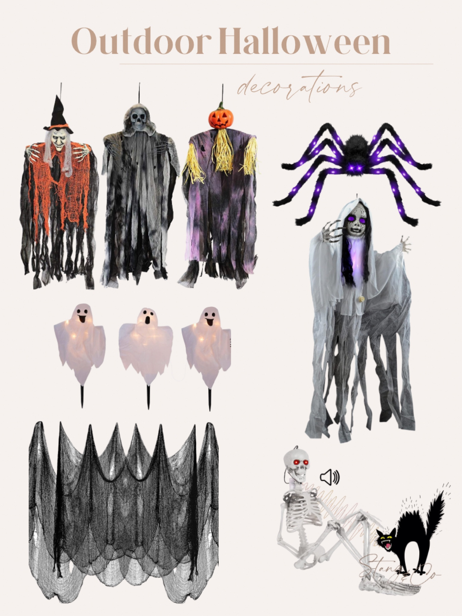 Check out these outdoor Halloween decorations. They’re all from Amazon and all under $30!

Halloween decor, yard decorations, outdoor ghosts, large spider, skeleton, net

#LTKSeasonal #LTKstyletip #LTKhome