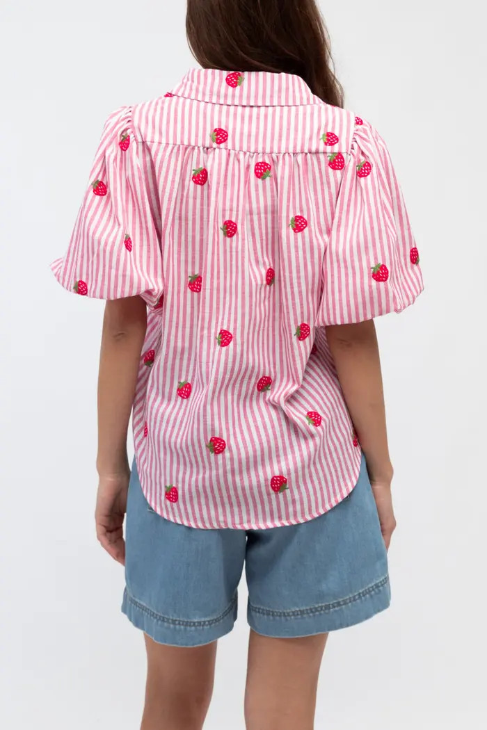 Short Sleeve Strawberry Embroidered Shirt | Nordstrom
