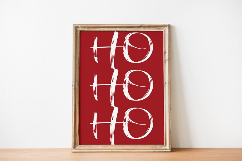 Ho Ho Ho Christmas Wall Art, Holiday Decor Print, Christmas Art Print, Red and White Christmas Pr... | Etsy (US)