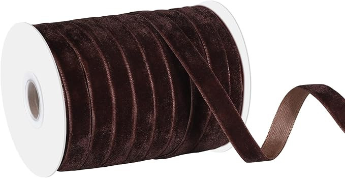 Brown Velvet Ribbon 3/8 Inch x 30 Yards Christmas Thin Ribbon for Christmas Tree Wreath Hair Bows... | Amazon (US)