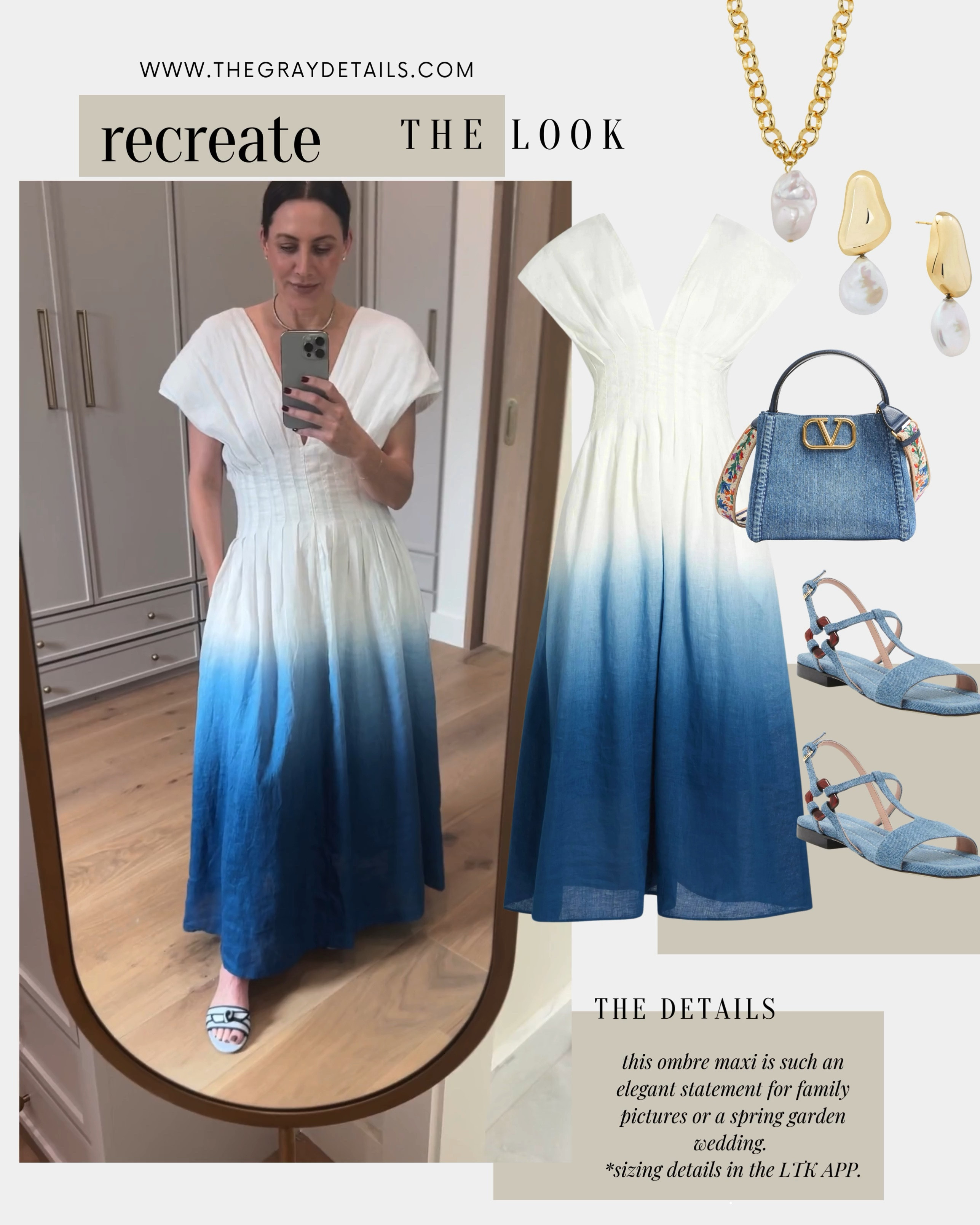 this blue ombre dress is stunning! Perfect for spring family photos, beach dinners, or easter. Style it with heels for a dressier look or sandals for a more casual dress outfit idea.  

 #LTKWatchNow #LTKShoeCrush #LTKItBag