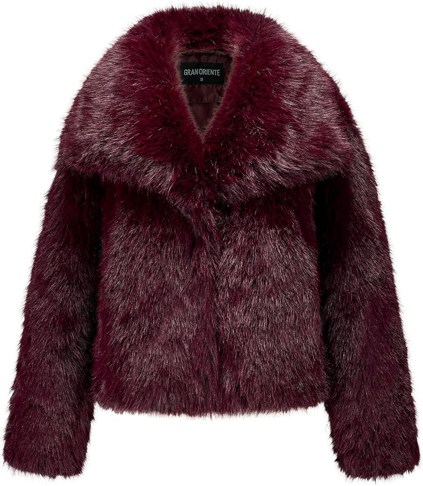 GRAN ORIENTE Womens Faux Fur Coats 2025 Winter Trendy,Winter Fuzzy Large Turndown Lapel Fluffy Cr... | Amazon (US)