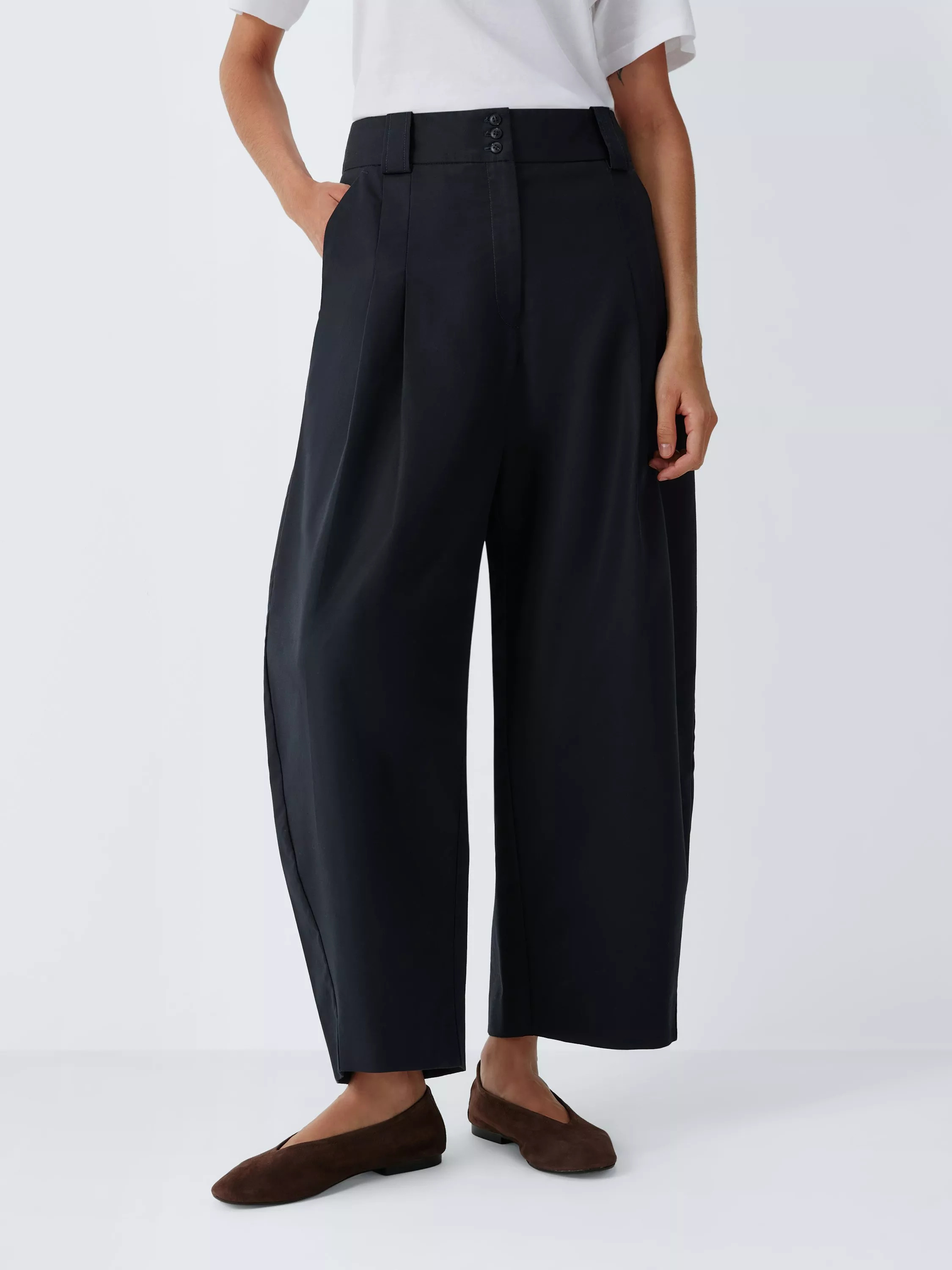 Barrel Leg Chino Trousers, Navy | John Lewis (UK)
