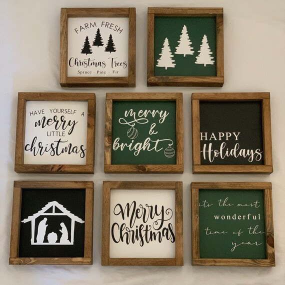 Small Christmas Sign | 8x8 Christmas Sign | Christmas Decor | Happy Holidays | Manger | Merry Chr... | Etsy (US)