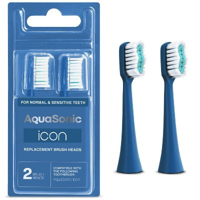 AquaSonic Icon Toothbrush Replacement Brush Heads - 2 Pack (Navy) | Target