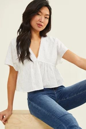 Elsie Floral Embroidered Top in White | Altar'd State | Altar'd State