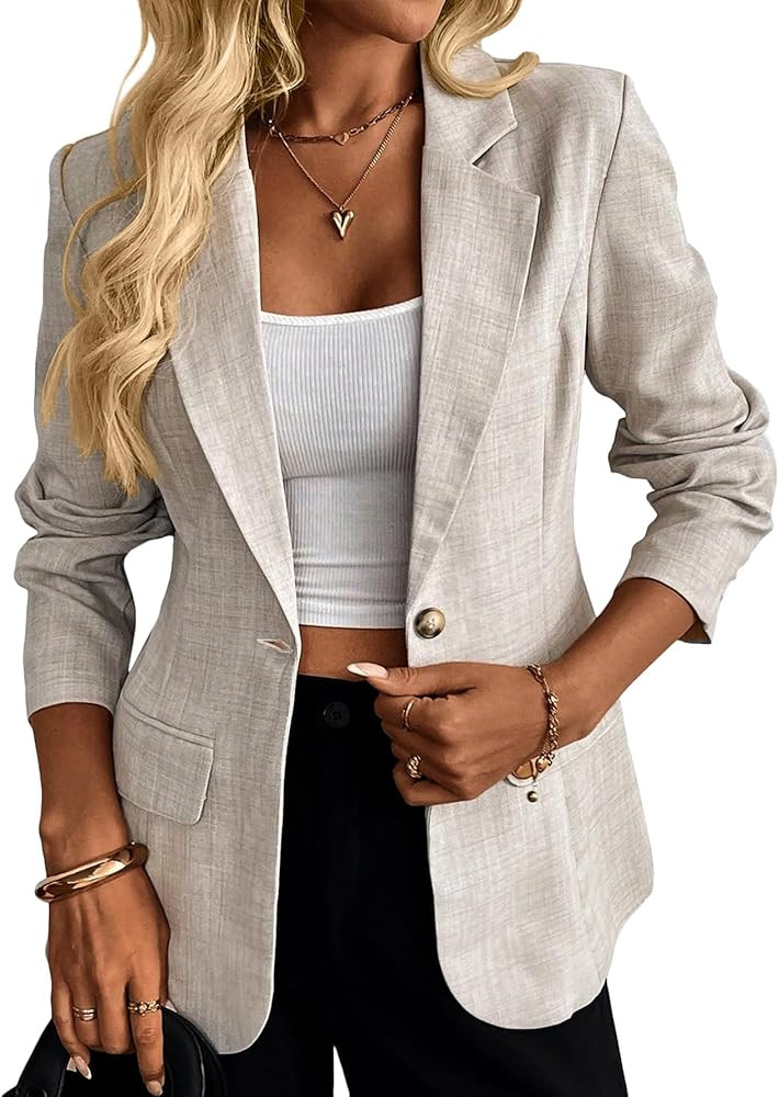 Mina Self Casual Blazer for Women 2025 Fall - Full-Lined Button Slim Lightweight Work Office Busi... | Amazon (US)