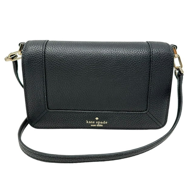 Kate Spade Lena Mini Flap Black Pebble Leather Crossbody Bag KH784 $299 | Walmart (US)