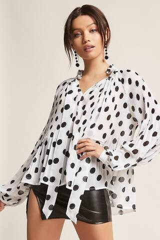 Sheer Pleated Polka Dot Top | Forever 21 (US)