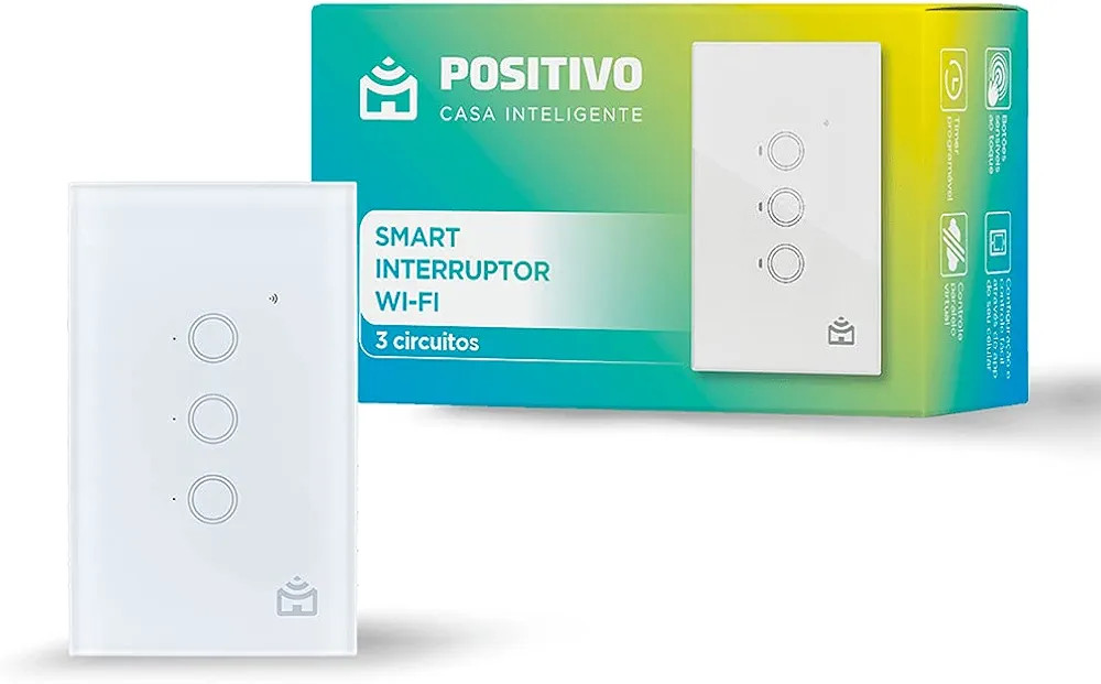 Smart Interruptor Wi-Fi Positivo Casa Inteligente, 3 Módulos, Touch, Branco - Compatível com Al... | Amazon (BR)