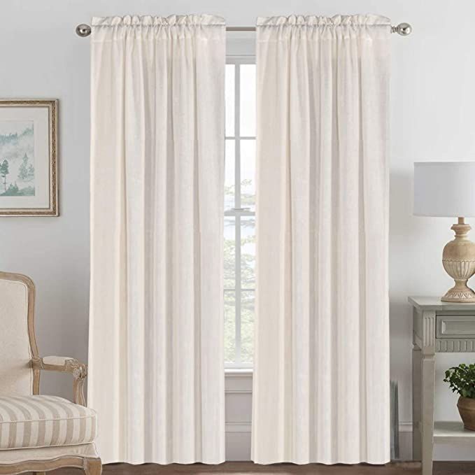 Linen Curtains Light Filtering Privacy Protecting Panels Premium Soft Rich Material Drapes with R... | Amazon (US)