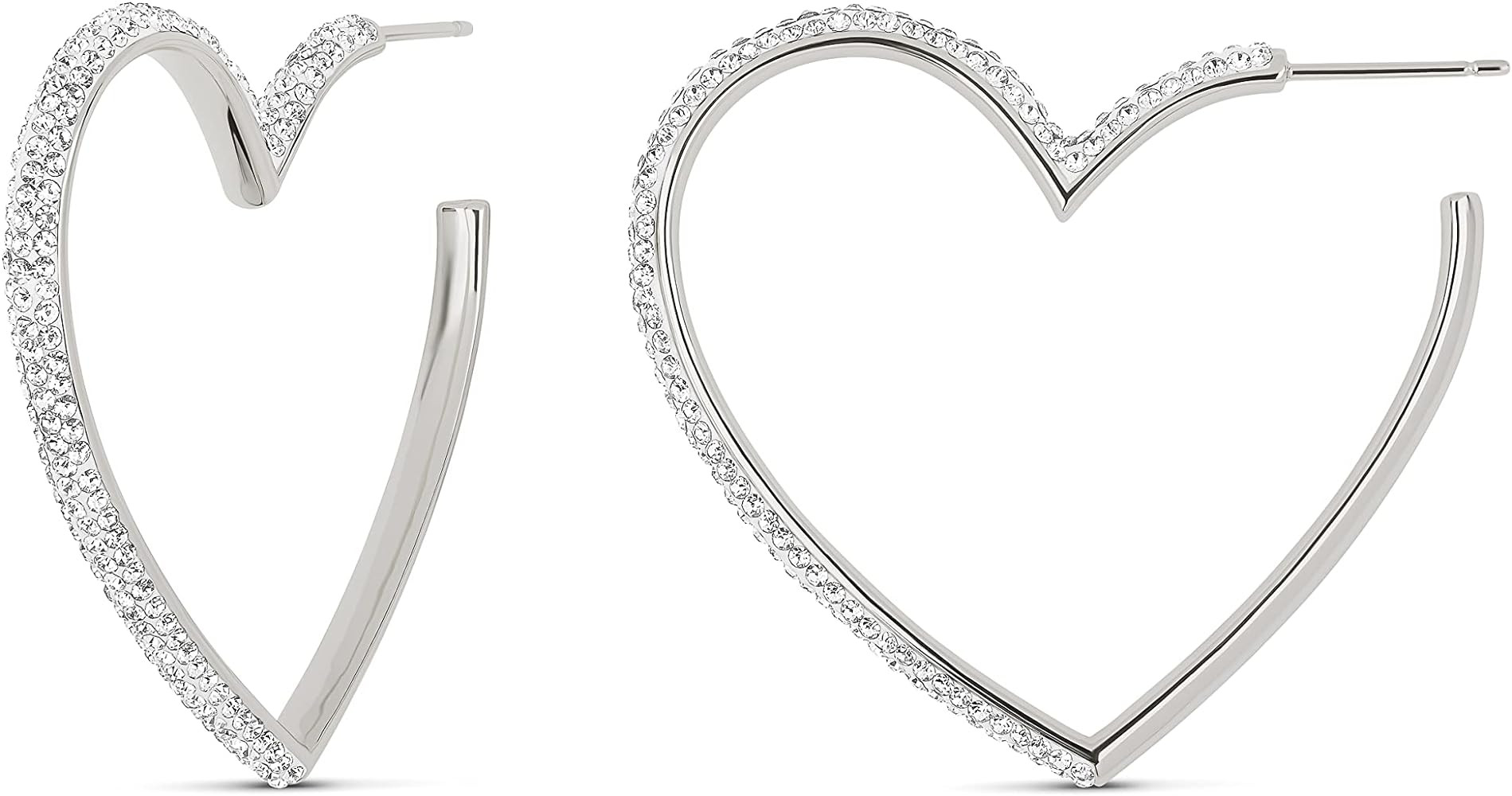 MILLA Heart Hoop Earrings - Silver & Gold Heart Earrings For Women, Ideal Gifts for Girlfriend or Cu | Amazon (US)