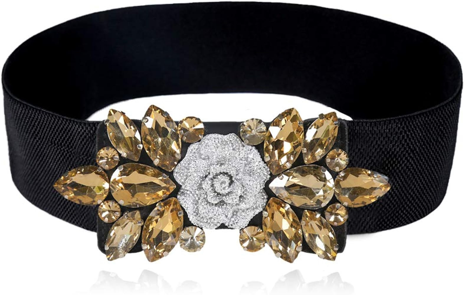 Dorchid Women Retro Belts Rhinestone Cummerbunds Floral Crystal Interlocking Waistband Stretch be... | Amazon (US)