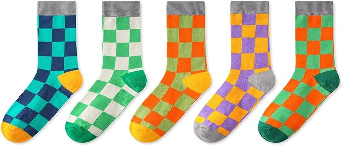Amazon.com: INNERSY Kids Boys Girls Cotton Socks Colorful Checkered Novelty Crew Socks for Teens ... | Amazon (US)