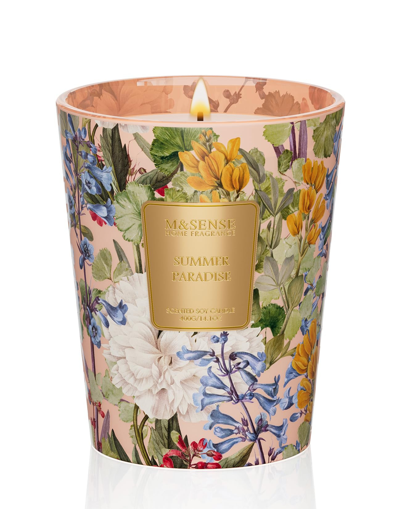 M&SENSE Citrus Water Flower Scented Candles, Soy Natural Wax Candles 14.1oz 60H Burn Time Long La... | Amazon (US)