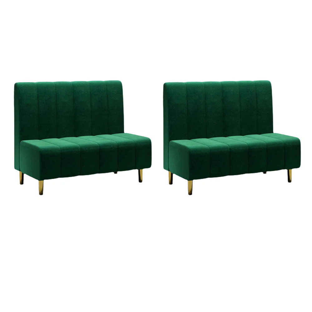 Nordic Cafe Dessert Shop Restaurant Green Benches Polyester Blend Upholstered Bench (Set of 2) | Wayfair North America