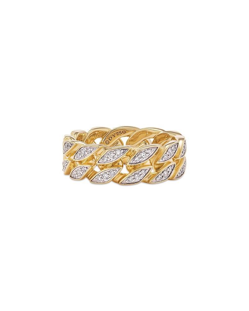 Men's Curb Chain Band Ring in 18K Yellow Gold with Diamonds, 8mm | Bloomingdale's (US)