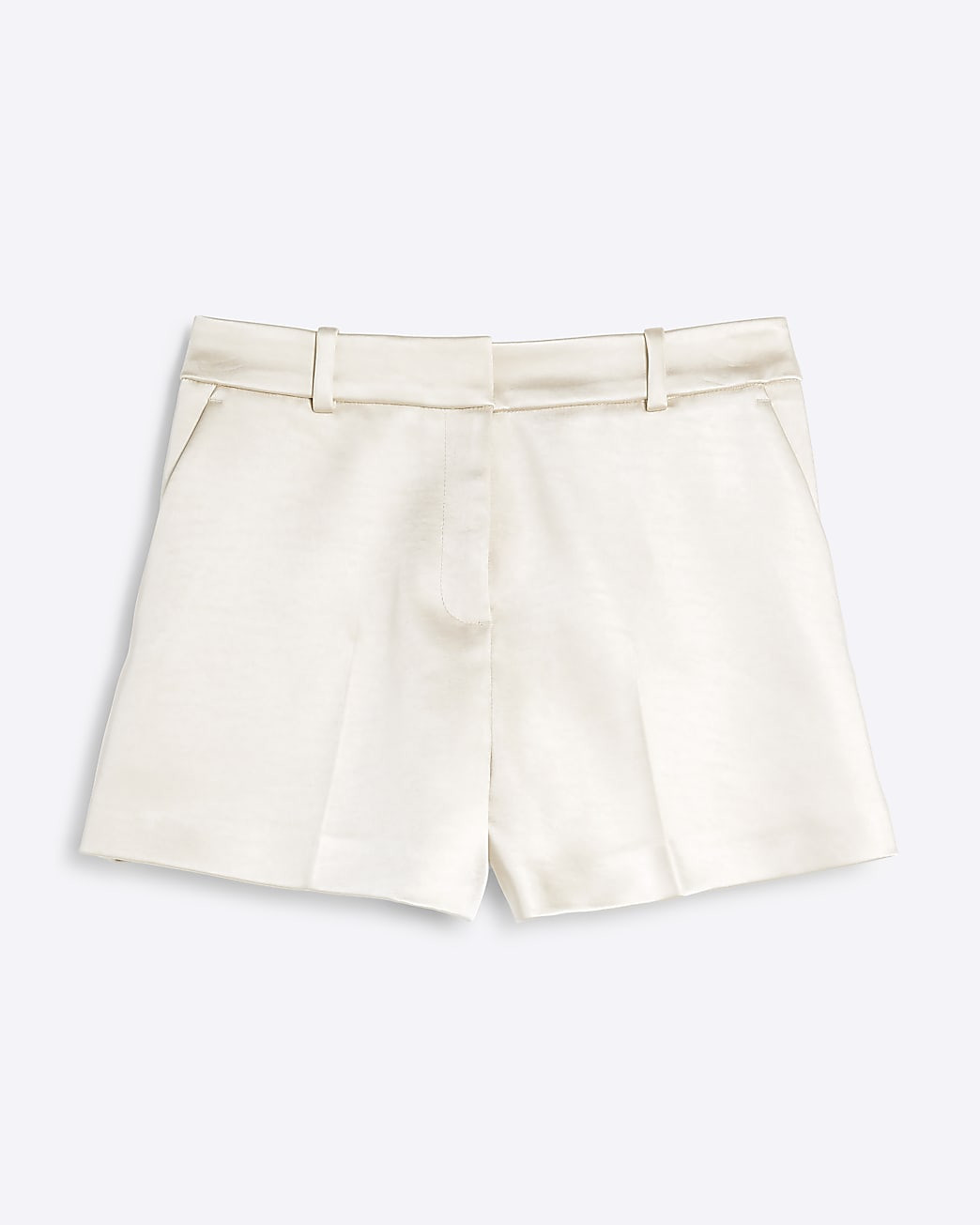 Cream Bonded Satin High Waisted Shorts | River Island UK & IE