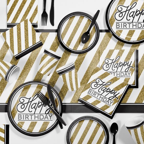 Birthday Party Supplies Kit Black/Gold | Target