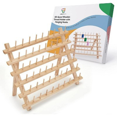 JumblCrafts 60-Spool Wooden Embroidery Thread Holder w/ Hanging Hooks Wall-mountable, Sewing Organizer & Embroidery Rack, Freestanding, Flip-Out Legs | Target