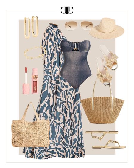 It’s swim season and I’ve put together a variety of stylish and chic looks while you lounge by the pool or ocean….or maybe chasing your kids around. Adorable cover-ups are key to finishing off the swim look as they are the cherry on top. 

One-piece swimsuit, bathing suit, halter dress, long dress, sandals, sun hat, pool bag, summer look, travel look, swim outfit, vacation outfit straw tote, pool tote, earrings, aviator sunglasses 

#LTKswim #LTKtravel #LTKover40