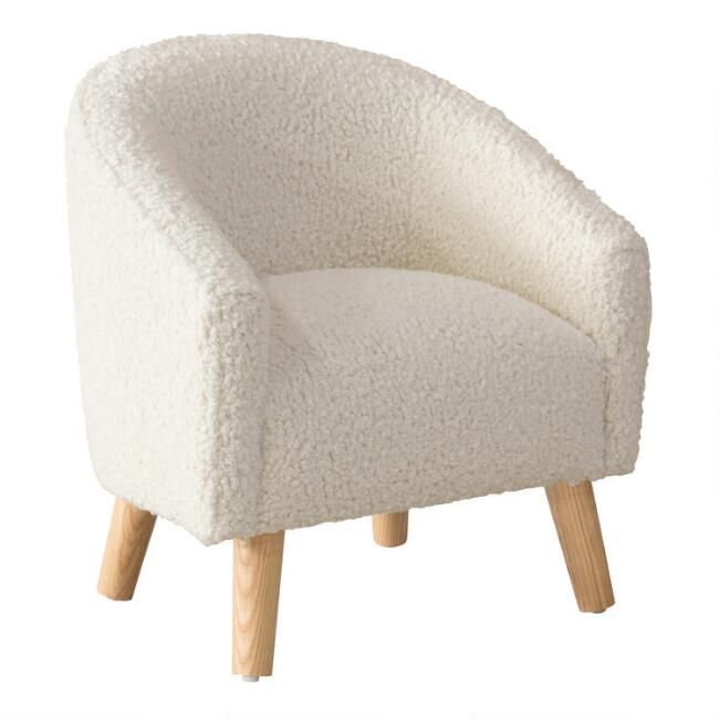Natural Faux Sheepskin Colbie Upholstered Kids Chair | World Market
