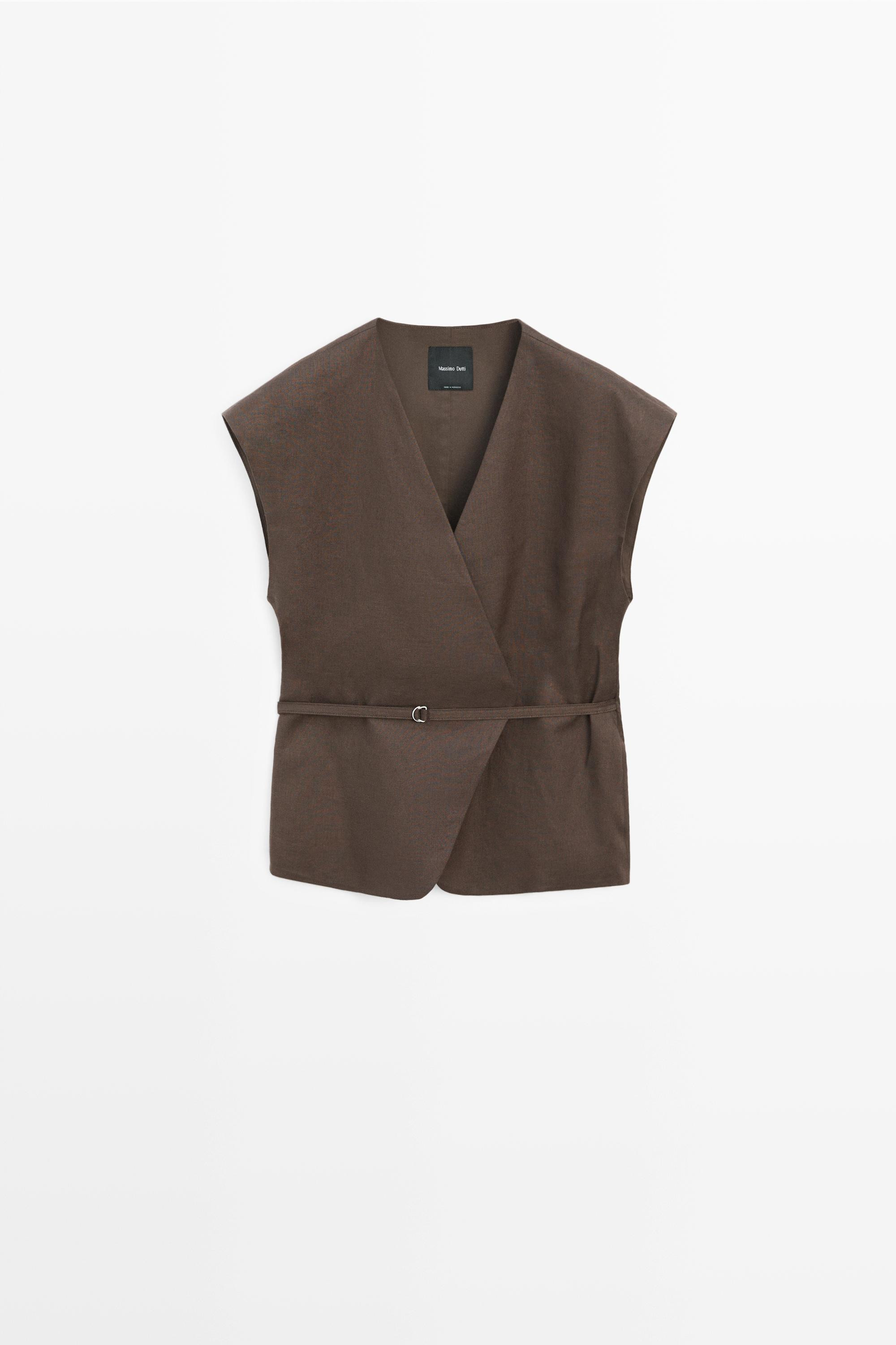 NEW VIEW LOOK
Linen blend waistcoat with wrap neckline

 £89.95  Colour:  Brown  Add to basket  ... | Massimo Dutti UK