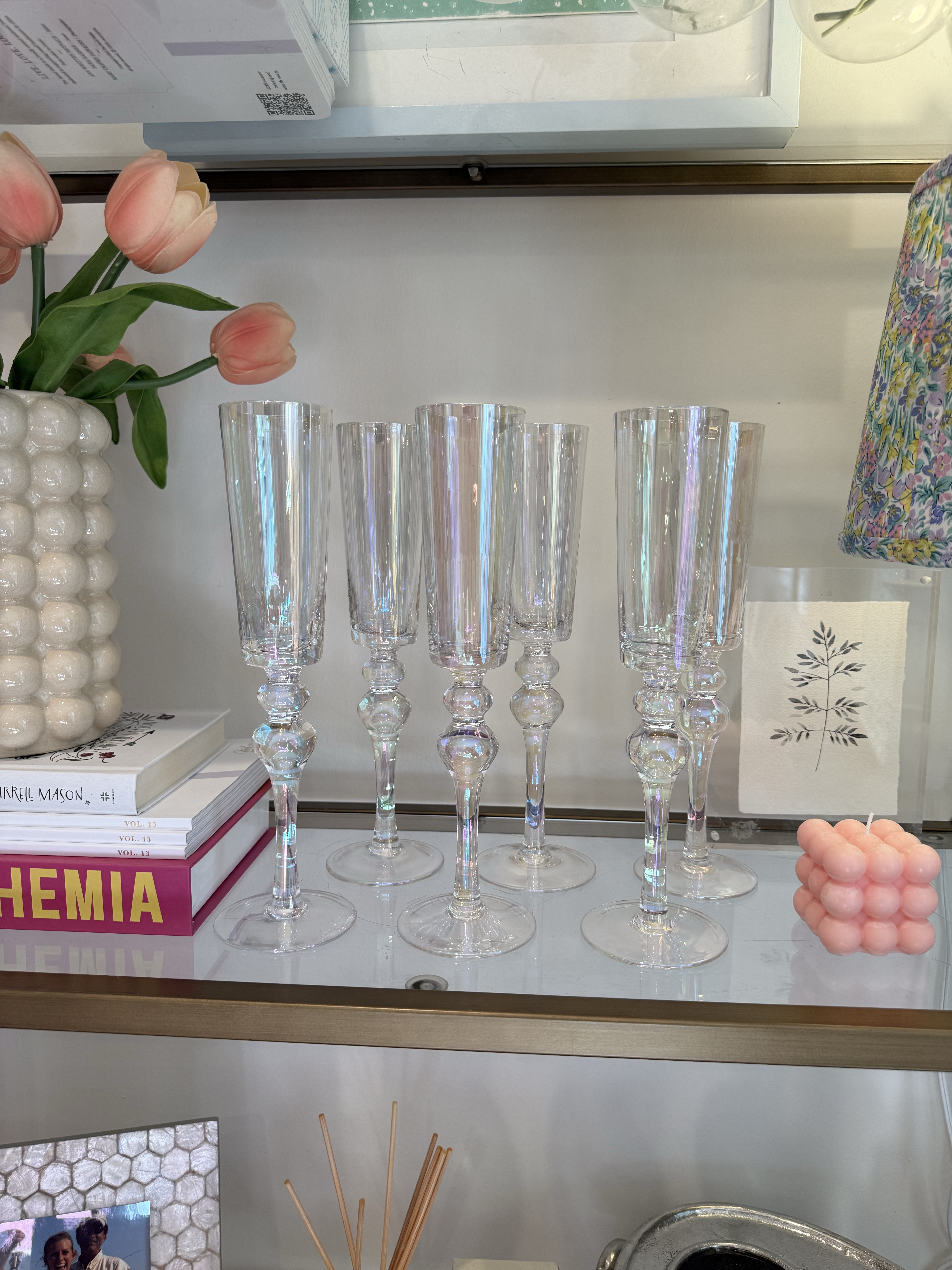 Love a good shelf styling moment! I love these faux tulips from Amazon, and always a moment for anything iridescent 

#LTKStyleTip #LTKHome #LTKSaleAlert