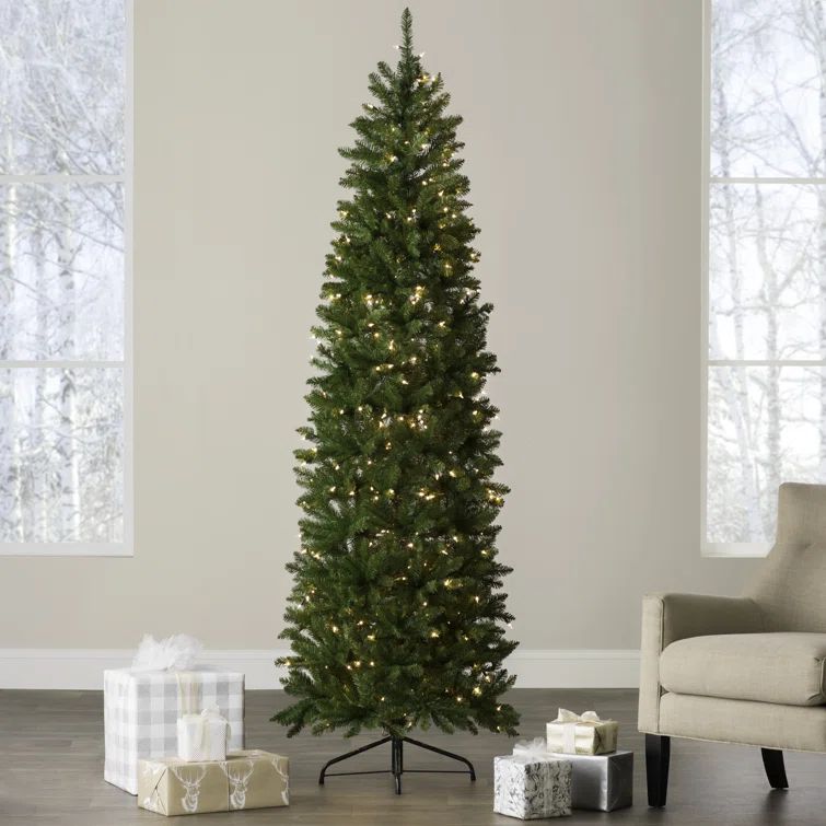 Slender Green Fir Christmas Tree with Lights | Wayfair North America