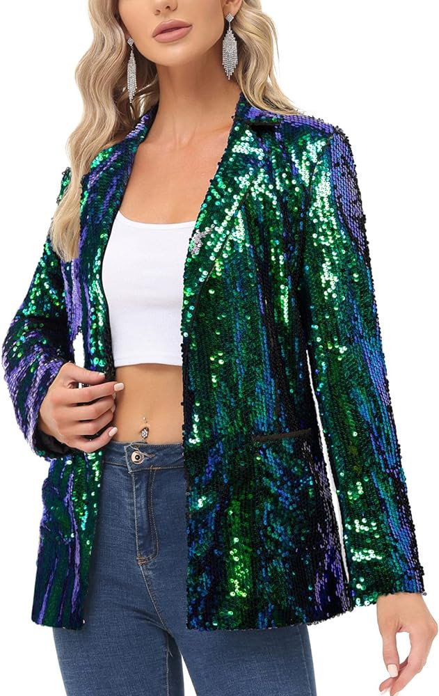 KANCY KOLE Women's Sequin Jackets Open Front Blazer Jacket Casual Long Sleeve Sparkly Cardigan Co... | Amazon (US)
