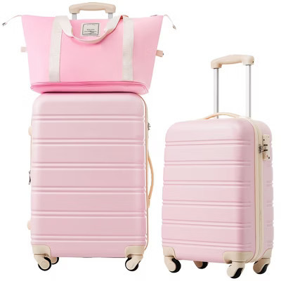 Okak Hardshell Luggage Sets Set of 2, Carry On Suitcase with Spinner and TSA Lock, Lightweight Suitcase Set for Kids and Adults, Light Pink | Target