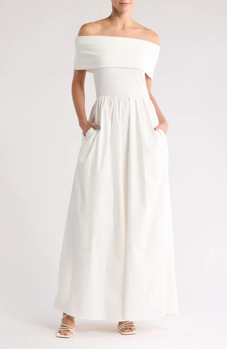 Monet Off-the-Shoulder Mixed Media Maxi Dress | Nordstrom Rack