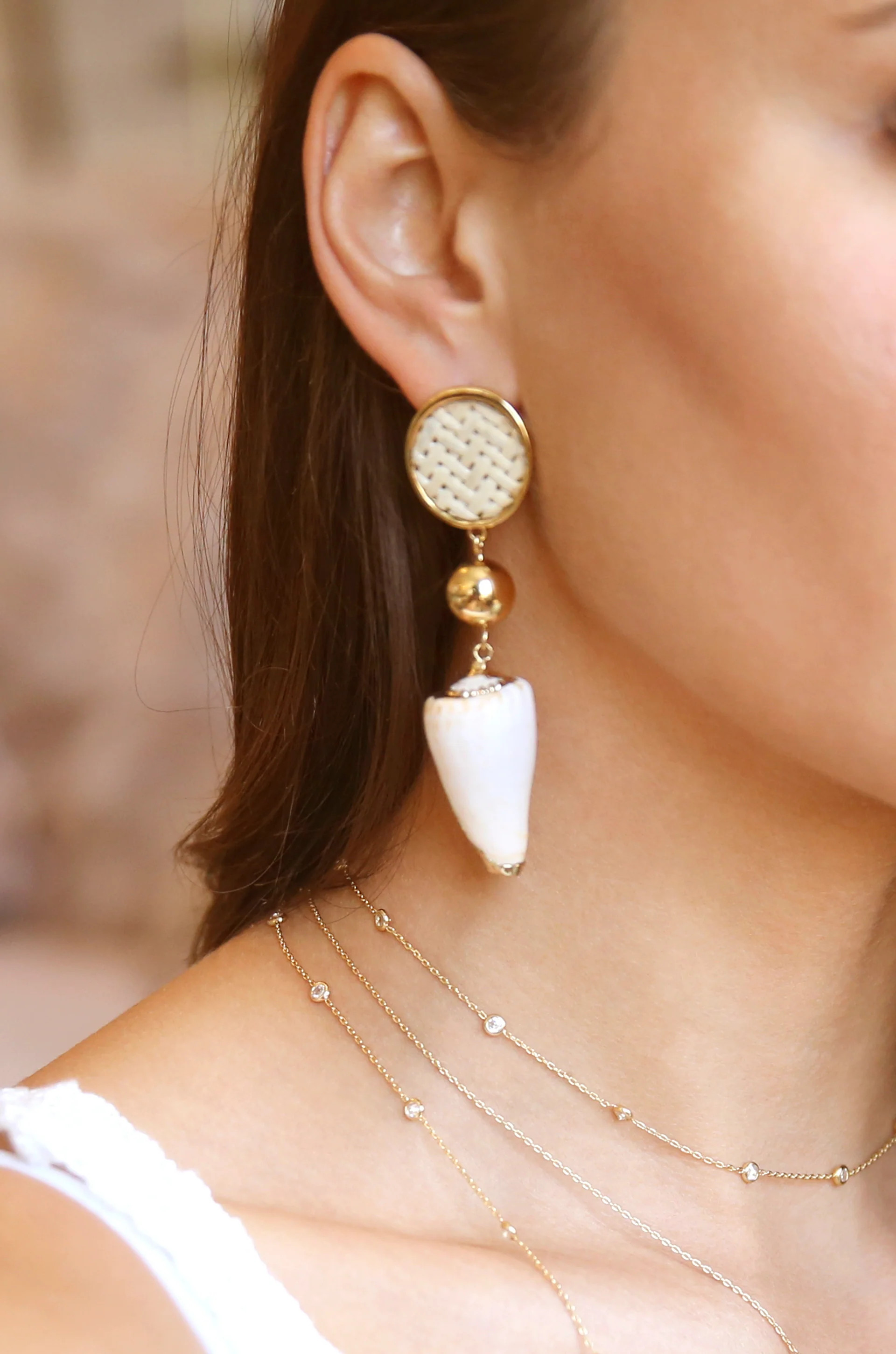 Nautical Shell & 18k Gold Plated Dangle Earrings | Ettika