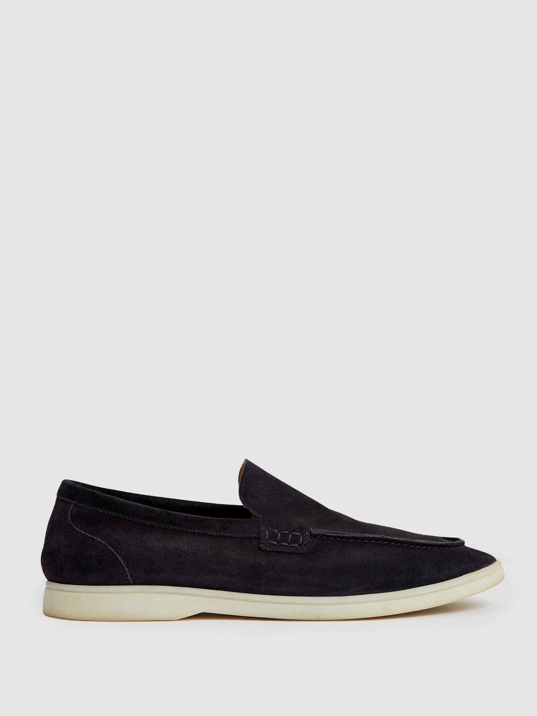 Reiss Suede Slip-On Loafers in Navy | REISS | Reiss US