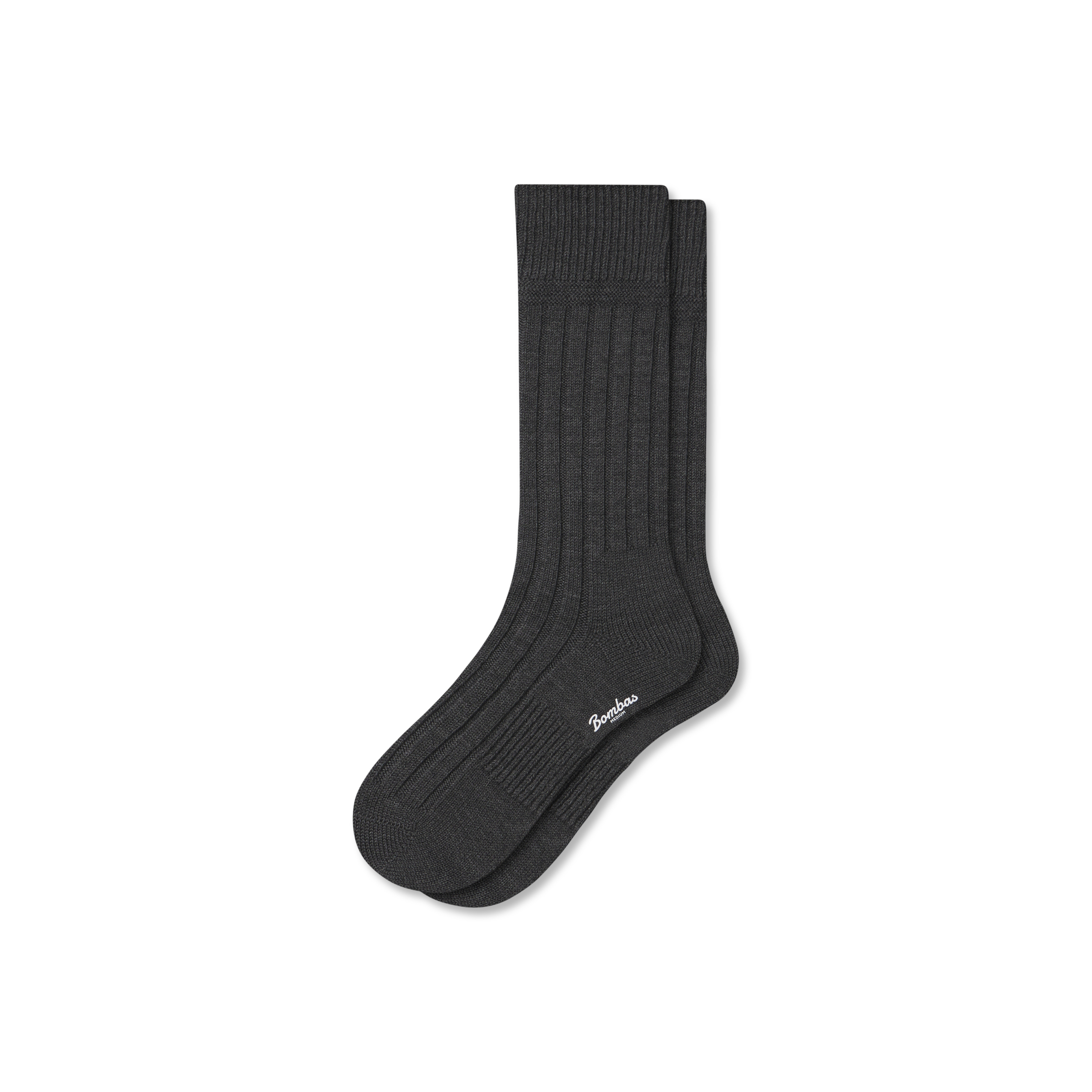 Women's Merino Cashmere Blend Rib Calf Socks - Moon Shadow - Small - Nylon/elastane - Bombas | Bombas