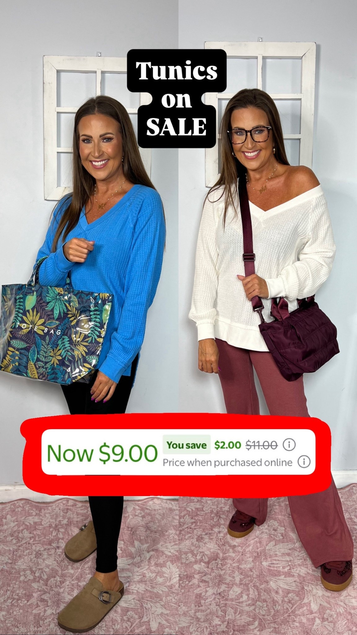 These waffle knit tunics are so comfy! They’ve got a split hem at the hip which allows them to fit in a more flattering way. All sizes are small.

Walmart deals, Walmart finds, Walmart fashion, Walmart style, fall outfit, fall fashion, fall style, thermals, leggings, crossbody bag, clogs 

#LTKSaleAlert #LTKSeasonal #LTKootd

#LTKFindsUnder50 #LTKCyberWeek #LTKSaleAlert