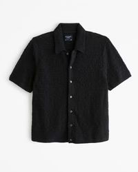Crochet-Style Button-Through Sweater Polo | Abercrombie & Fitch (US)