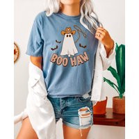 Comfort Colors Western Shirt, Retro Halloween Ghost Tshirt, Fall Boo Haw Cowgirl Vintage T-Shirt, So | Etsy (US)