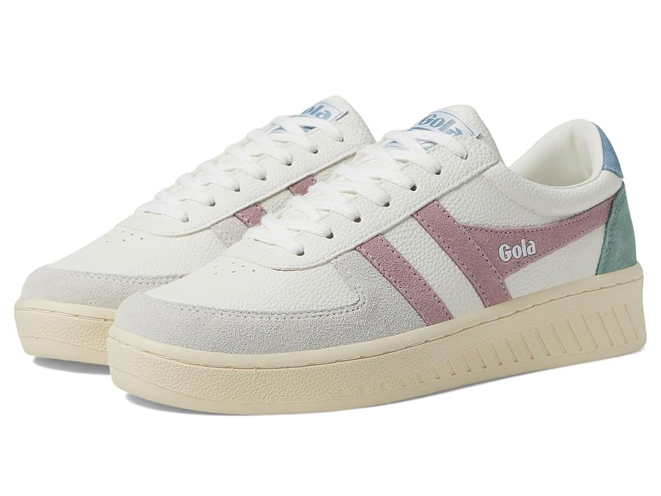 Gola Grandslam Trident Women's Shoes White/Pastel Pink/Iceberg : 9.5 B - Medium, Fabric/Manmade | Zappos